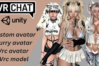 create custom vrchat avatar, vrchat, 3d furry avatar, 3d model, anime, vrc, nsfw