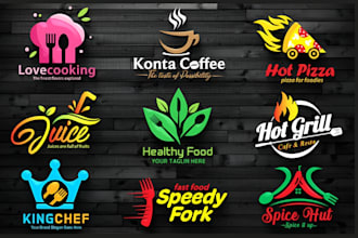 make a coffee shop, food drinks and restaurant logo for your brand or company