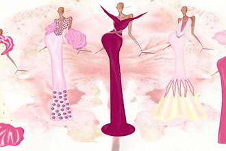 design fashion collection with flat sketch and tech pack