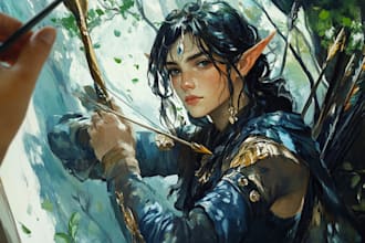 paint a character illustration in a fantasy world