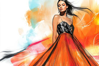 draw fashion collection , illustration or sketch
