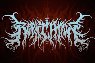 design a slamming death metal logo font with chrome