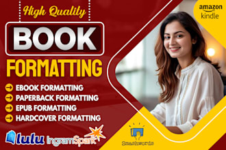 do book formatting, kindle ebook formatting and paperback formatting for KDP