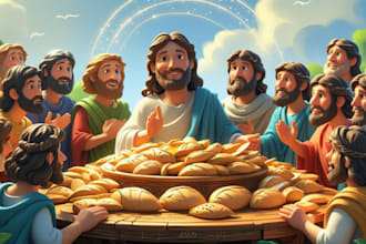 illustrate children christian story book illustration, children bible story book