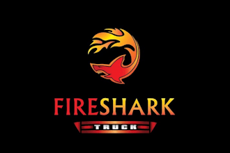 make modernized fire shark truck logo