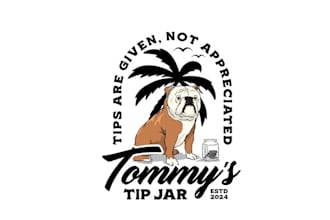 make bull dog palm tree beach bar logo