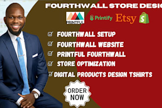 setup fourthwall store design create digital products print on demand tshirts