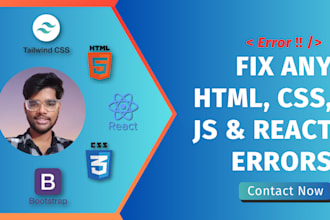 fix HTML, CSS, js and react errors in your website