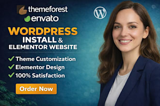 install wordpress theme, import demo and customize elementor website