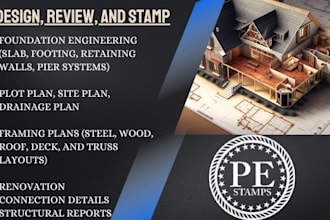 permit house plan foundation framing and structural analysis with pe stamp