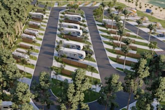 design rv park and campground with 2d plan, render