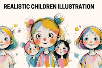 draw realistic oil painting abstract sketch children story book illustration