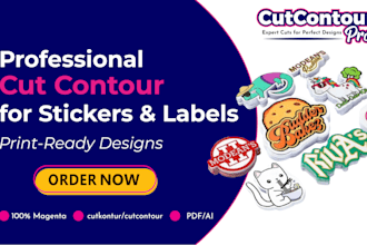 make custom cut contour design for stickers and labels