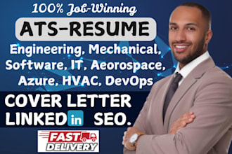 write and edit your engineering, civil, mechanical, IT, software, resume with cl