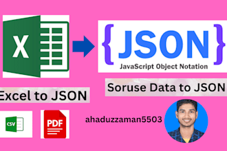 convert json format files from excel or PDF to json