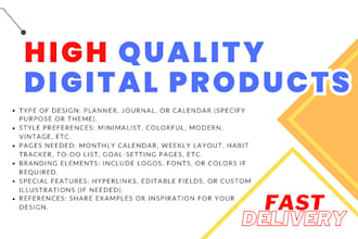 design a high quality digital planner, journal, calendar