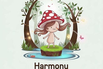 do unique and charming character enchanting forest logo