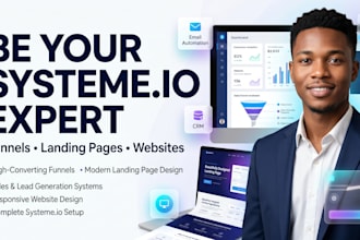 be your systeme io expert, funnels, landing pages, websites