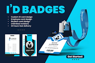 do professional id badge, id card, employee card, name card and lanyard