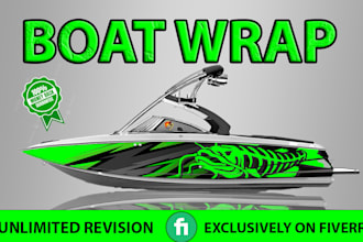 create unique a stunning boat wrap ,watercraft, surfboard, unique ship wrap