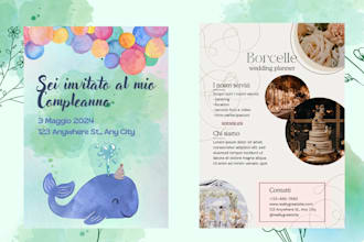 design volantini per eventi e matrimoni in tempo veloce entro pochi minuti