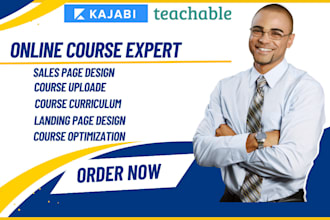 create, upload online course ,ppt slide, on teachable, teachable school, kajabi