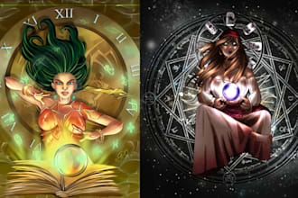 design tarot oracle zodiac playing card tcg pokemon dark art card illustration