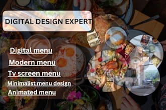 design digital menu, morden menu, tv screen menu, , animated menu