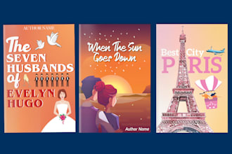 design a unique illustrated romance book cover and ebook cover
