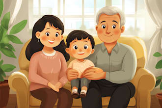 draw a  christmas greeting card, couple family portrait