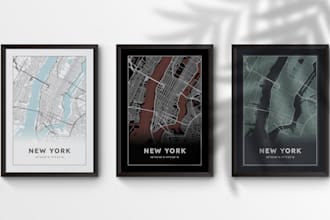 design a custom city or country map poster within 24 hours