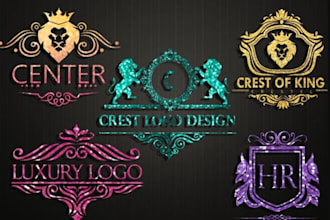do luxury, heraldic, crest, crown and lion logo