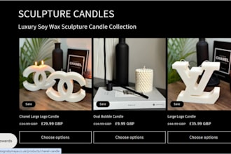 create private label candle shopify store, home decor website, candle website