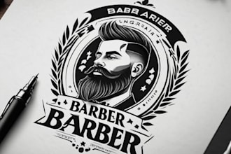 create professional barber shop logo design for you