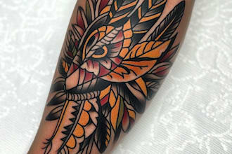create a beautiful american traditional tattoo desing