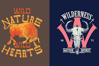 design vintage deer head or cow bull logo