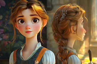 draw a portrait in semi realism disney cartoon style