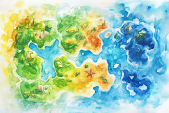 watercolor map illustration just for you