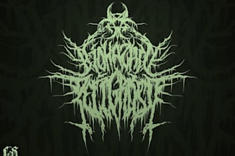 design a slamming death metal logo font with chrome