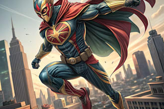 drawing custom superhero character in action