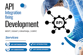 develop, integrate, debug apis  rest, soap, graphql API