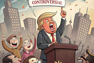 create a political or satirical cartoon