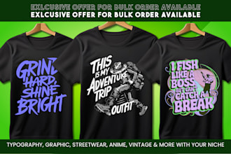 do graphic and typography tshirt and merch design for print on demand