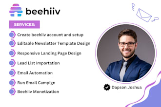 fully setup beehiiv account, beehiiv newsletter template, beehiiv landing page