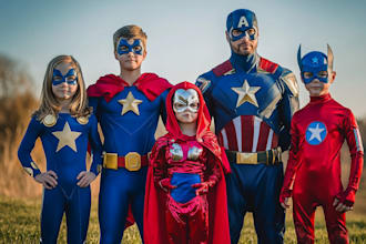 design a family superhero portraits for you