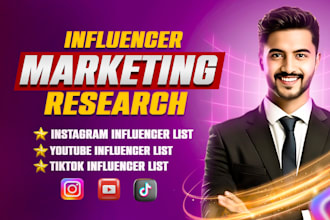 find list of youtube tiktok and instagram influencer research for marketing