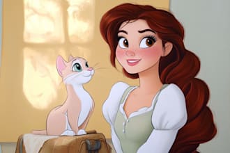 draw you a beautiful portrait in disney cartoon style
