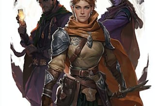 draw fantasy art, characters scenes and dnd party