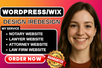design notary website,lawyer,attorney,law firm website and landing page