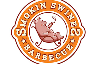 design awesome smoking swines BBQ logo